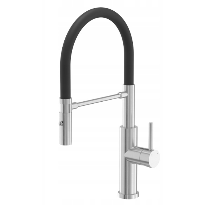 Quadron Andy konyhai csaptelep, szabadon álló, rugalmas kifolyócső, fekete acél csaptelep
