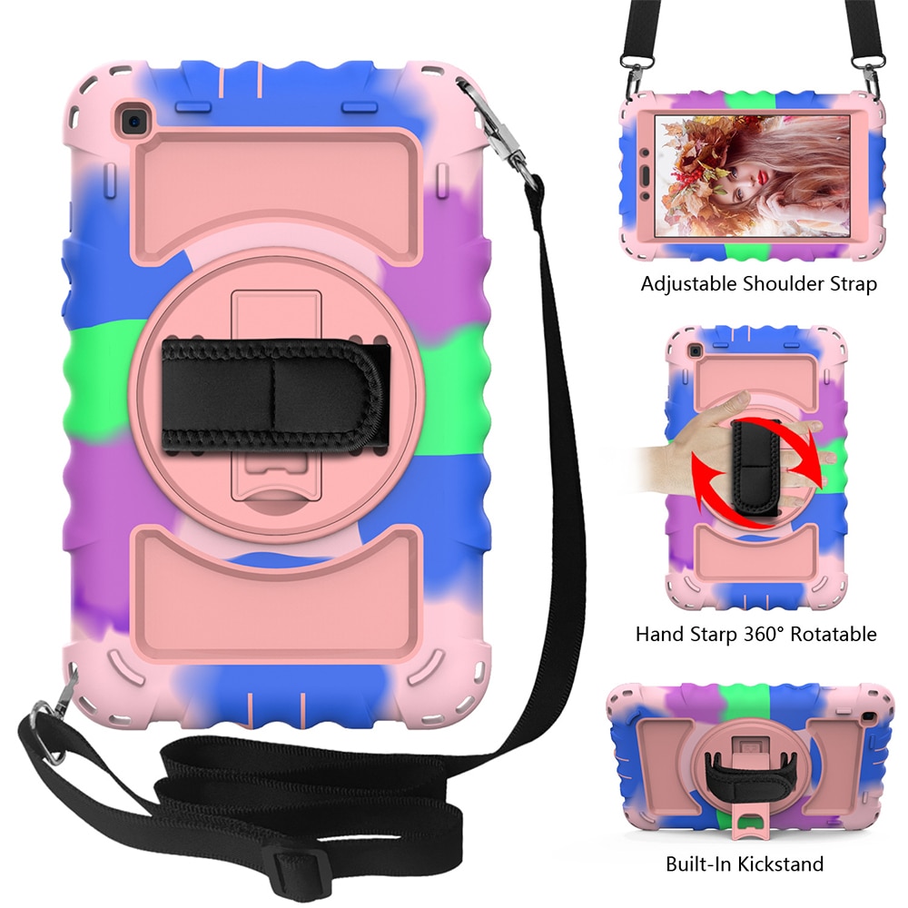 Husa de protectie pentru tableta, Cozevdnt, compatibila cu Samsung Galaxy Tab A 10.4 T500/T505, suport pivotant, curea de umar, multicolor