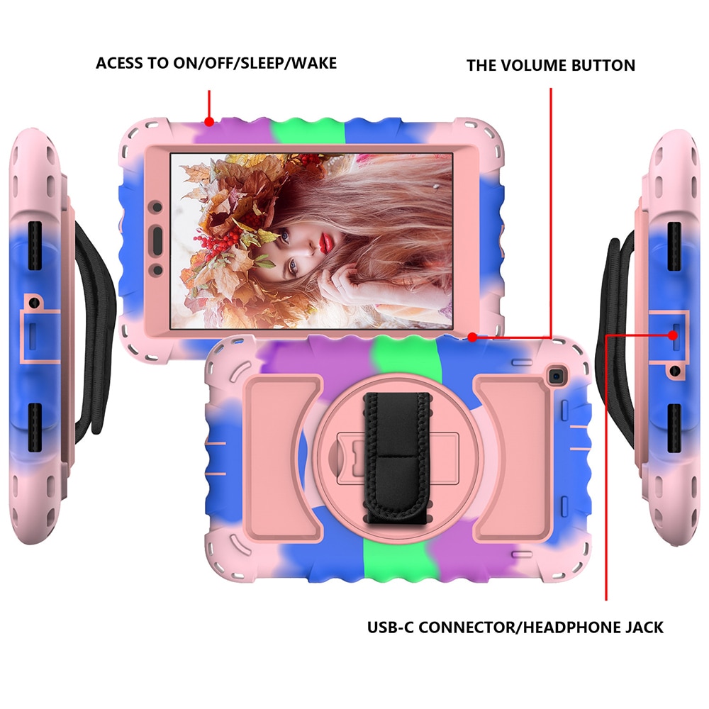 Husa de protectie pentru tableta, Cozevdnt, compatibila cu Samsung Galaxy Tab A 10.4 T500/T505, suport pivotant, curea de umar, multicolor