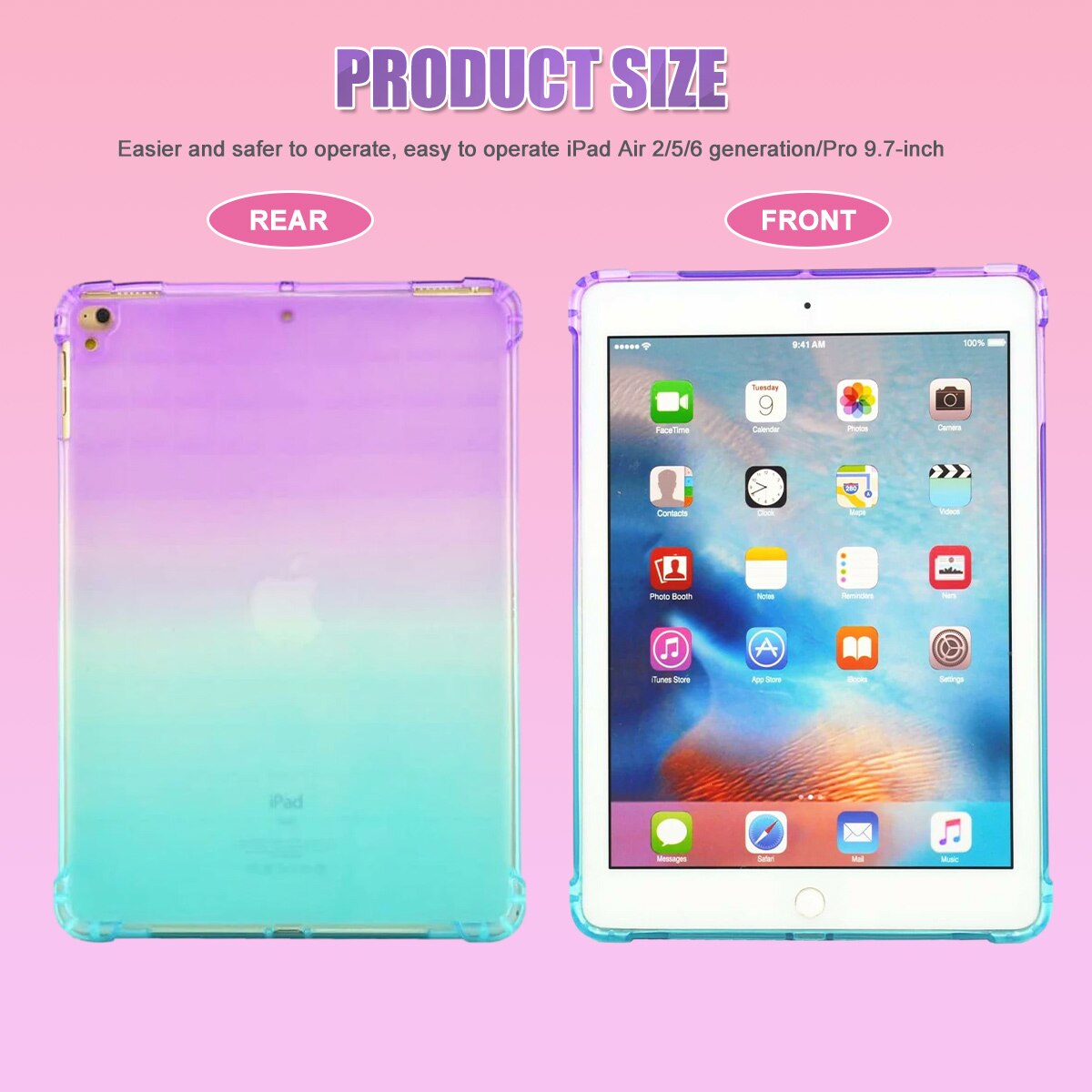 Husa tableta TPU pentru iPad 9.7 5th 6th Gen, negru, usoara, antiderapanta