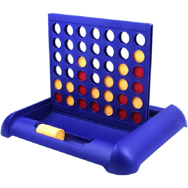 Társasjáték készlet 4 sorban, Oktatási, Összecsukható, ABS, Kék, 22,4x19x16cm