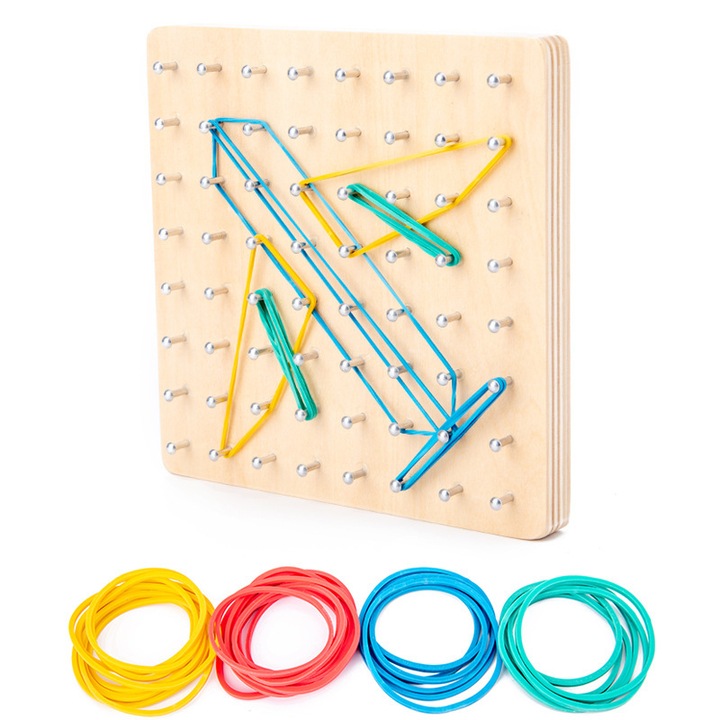 Set Tabla Geometrica Montessori QttvbTna, Educativa, 15x15x2cm