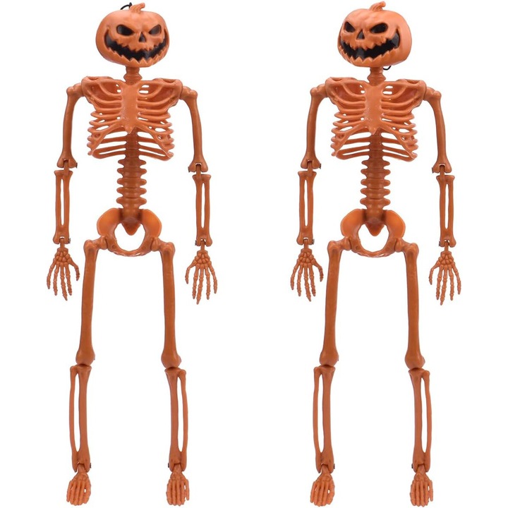 Ужасяващи скелетни декорации за двор и морава, декорации за Хелоуин с подвижни стави и зловеща атмосфера за обитавана от духове къща и парти декорации за окачване, 2 бр.