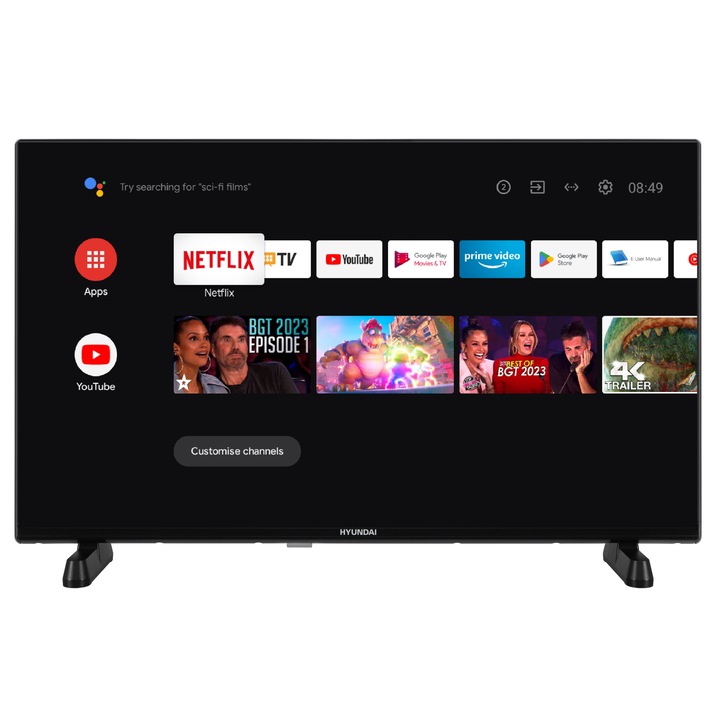 Televizor HYUNDAI 43 HYN 6810 ANBF, Smart Android TV, Full HD, 108 cm, Clasa E, Model 2024