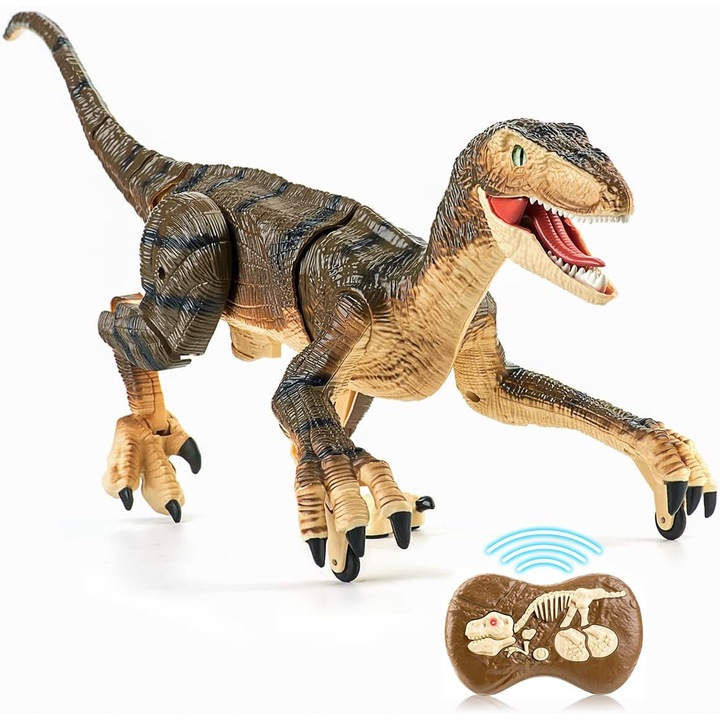 Távirányítós dinoszaurusz, Mmgoqqt, LED fényekkel és hangokkal, 3-7 év, többszínű, 30x15x10cm
