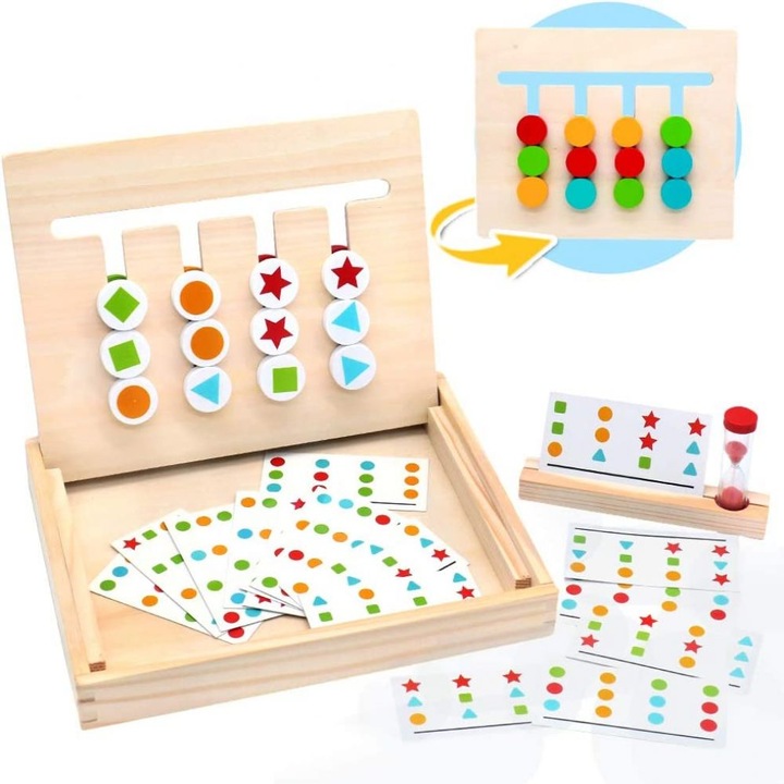 Joc educativ QttvbTna, sortare puzzle, lemn, multicolor, 24x19.7x4cm, set