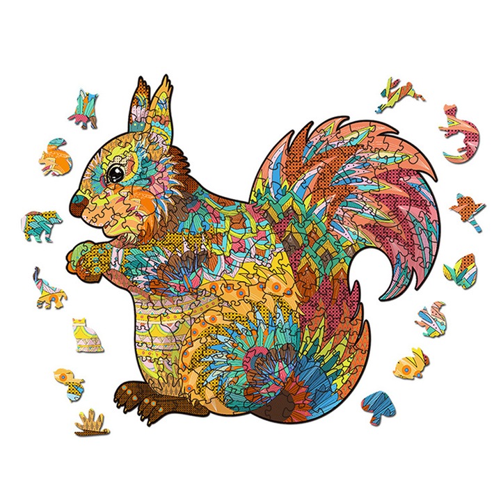 Дървен пъзел във формата на животно, Катерица, креативен дизайн