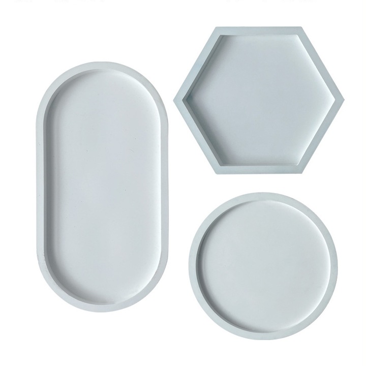 Set de 3 forme din silicon pentru tavi, AMRINUGL, ovala, hexagonala, rotunda, temperatura -40 la 240, cu 3 pipete
