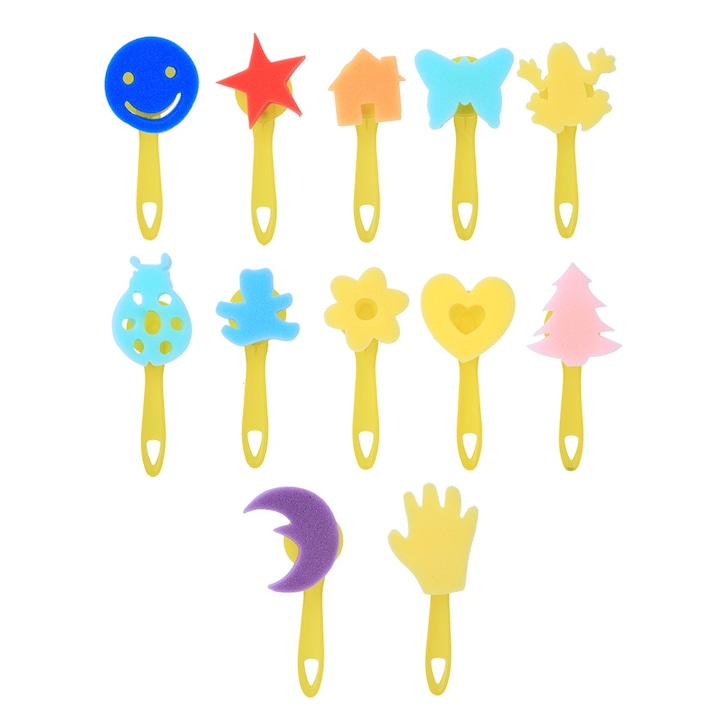 Set 12 pensule cu burete pentru pictura, AMRINUGL, Multicolor