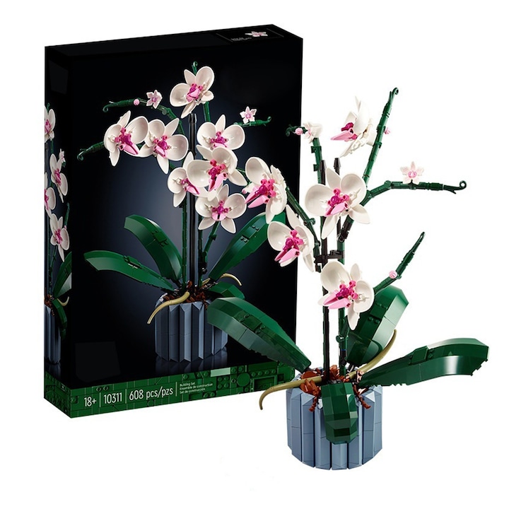 LEGO Orchidea 10311 építőkészlet, művirágok, 39x30x24cm, ajándék felnőtteknek
