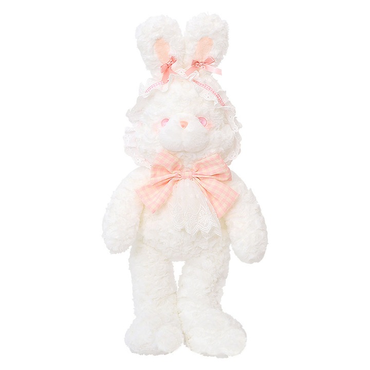 Plüss nyuszi, 34 cm, poliészter, hosszú fülek, nagy szemek