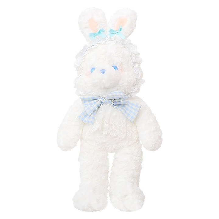Nyuszi plüssjáték, 34,8 cm, poliészter, hosszú fülek, nagy szemek