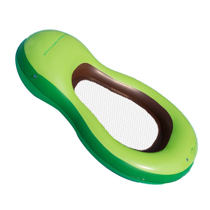 Надуваем дюшек за басейн, QttvbTna, PVC, модел авокадо, с облегалка за глава и ръце, 160 х 90 см, зелен/кафяв