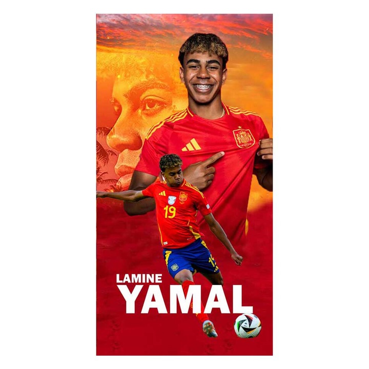 Хавлия за плаж Кингтекс Lamine Yamal, 70x140см, 60% памук 40% полиестер, Многоцветно