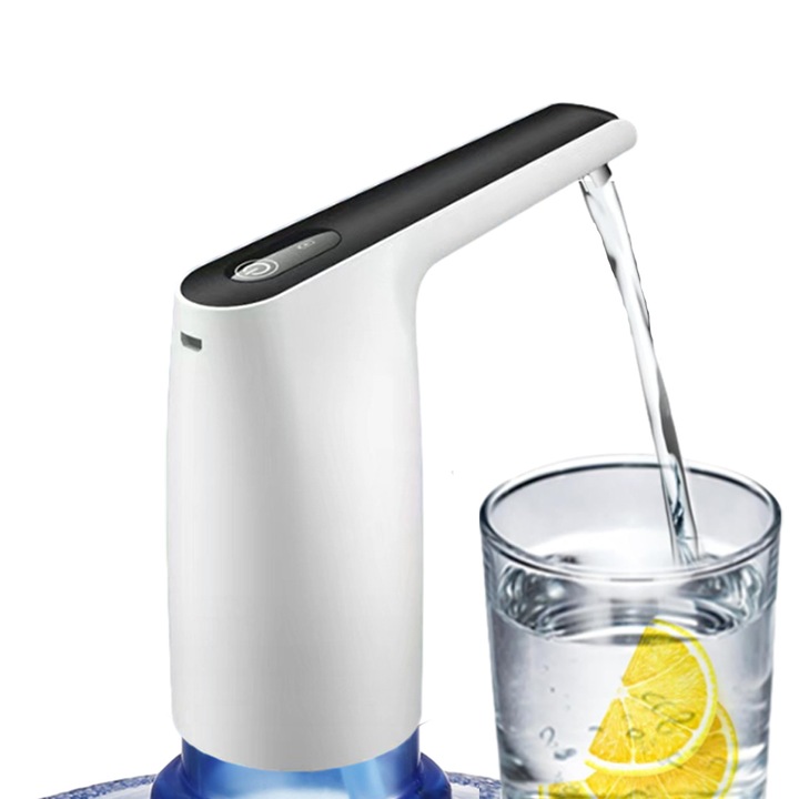 Hordozható elektromos vízpumpa 3-5 gallonos adagolóhoz, USB, szilikon, ABS, 5.5cm