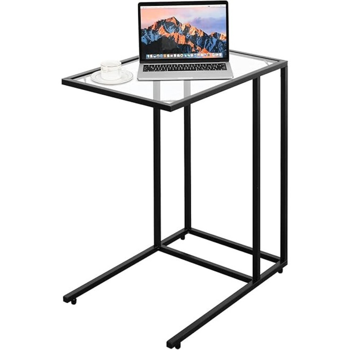 Oldalasztal laptophoz, Fém, Üveg, 40x30x59cm