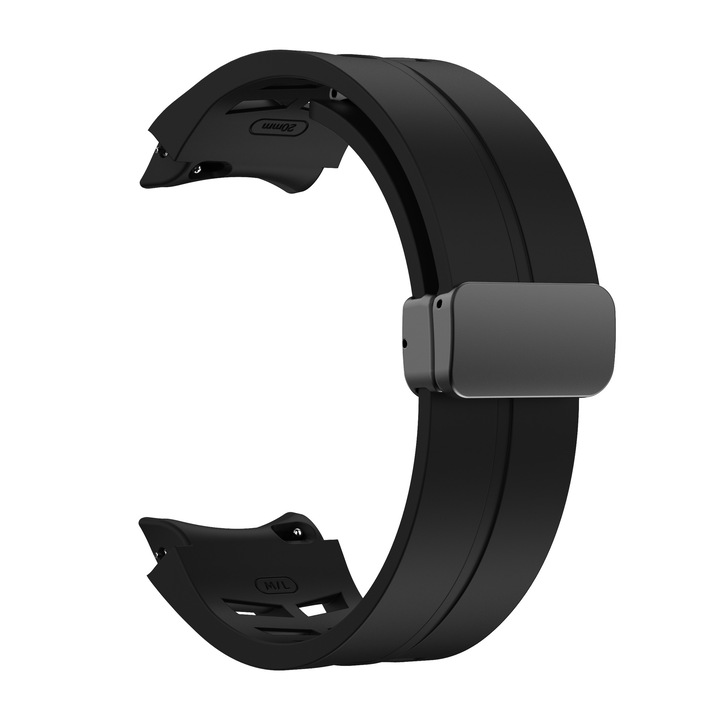 Curea Smartwatch, compatibila Samsung Galaxy Watch 7/6/5/4/FE, silicon, negru, ajustabila 180mm-205mm