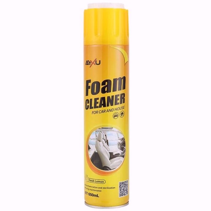 Пяна за сухо пране и почистване Ayxu Foam Cleaner Spray, За колата и дома, С включена четка, Капацитет 650 ml