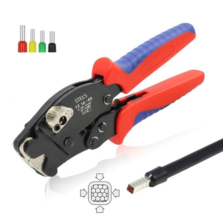 Krimpelő fogó kábelvégekhez STELS YE 16-4H, 0,08 ÷ 16 mm²