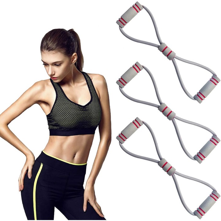 Set benzi de rezistenta AMRINUGL pentru femei, antrenament fese si picioare, gri, utilizare multipla