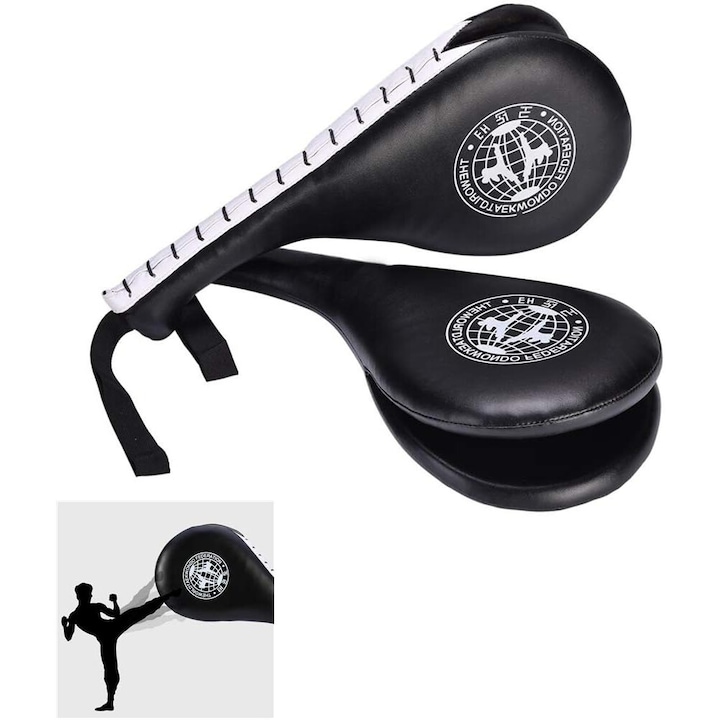 Подложка за ритници Таекуондо, Enforose, двоен дизайн, ергономичен захват, издръжливи материали, черен, комплект от 2 броя