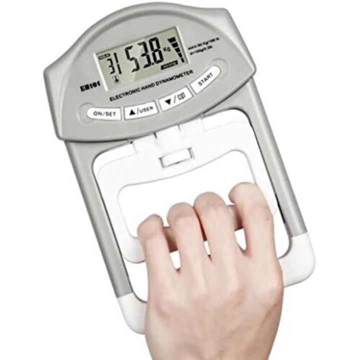 Digitális dinamométer, Jormftte szorítóerő mérésére, LCD képernyő, 90kg, szürke