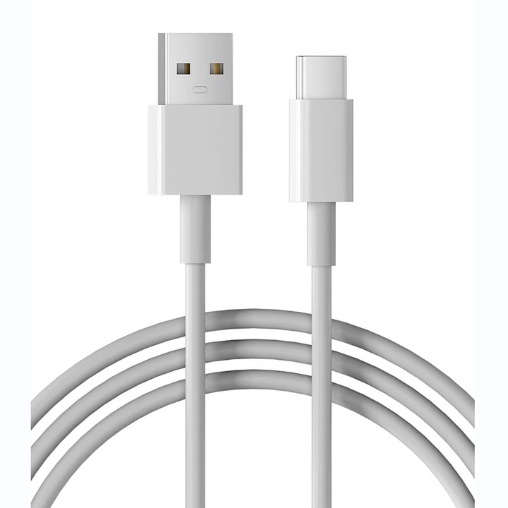 Кабел за данни и бързо зареждане, AHA PRINT®, FastCharge max 3A за Samsung и Iphone 15, защита от пренапрежение, бързо и безопасно зареждане 18W, TPE PREMIUM, USB към USB-C, Type C, 2 m, бял