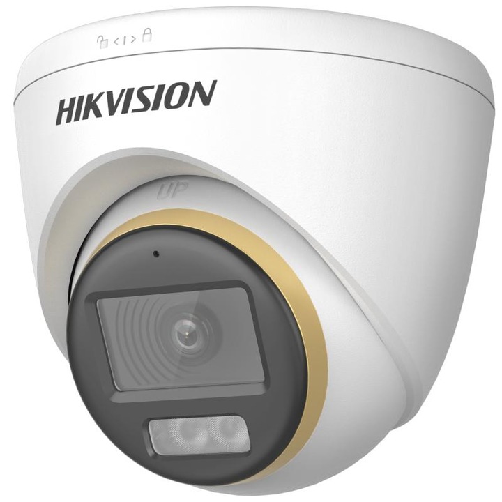 Камера за наблюдение Turret 2MP ColorVu Dual-light Hikvision DS-2CE72DF3T-LFS(2.8MM), фиксиран обектив