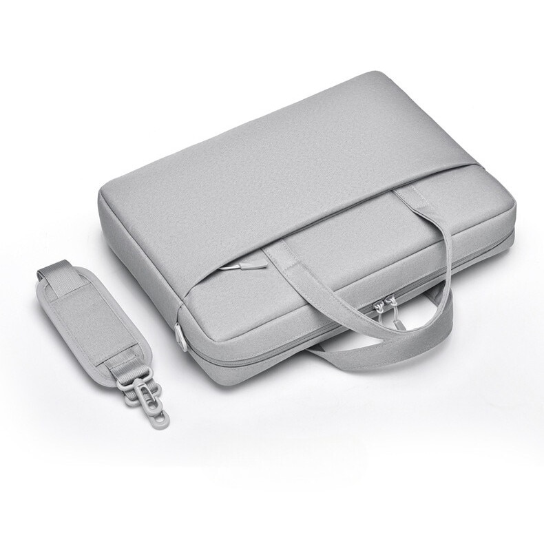 Geanta laptop impermeabila, Fibre sintetice, 44x31x6cm, 15.6 inch, curea de umar detasabila, Gri