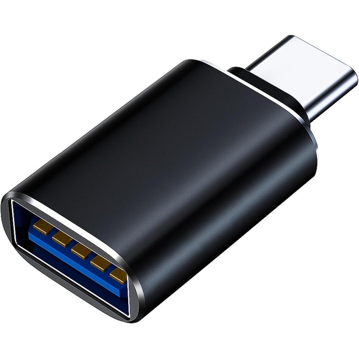 Adaptor USB C la USB A 3.1, OTG, carcasa metalica, negru