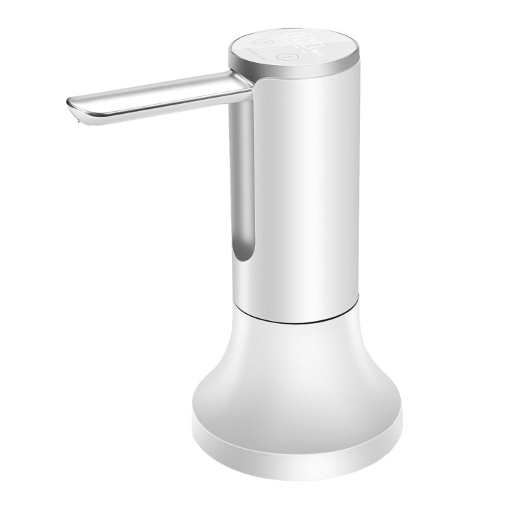 Dispozitiv electric pompare apa, Zola®, reincarcabil USB, 3 moduri de functionare 200 / 400 sau 800 ml, diametru 11.5 cm, alb