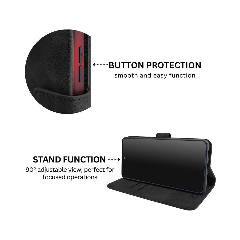 Husa de protectie tip carte CENTO Lima compatibila cu Xiaomi Redmi A5 Negru Premium, Piele ecologica, Inchidere magnetica, Protectie Sporita, Anti soc, Anti zgarieturi, Functie de stand