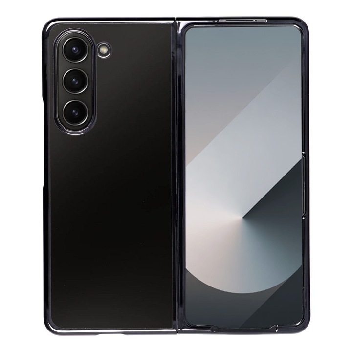 Emphasys tok Samsung Galaxy Z Fold6 / Fold 6 telefonhoz, OPTIM SOLUTON, Rugalmas, átlátszó TPU, elegáns dizájn, Jet Black keret, Optim Protection Core technológia, fémes felületű élek, átlátszó/fekete