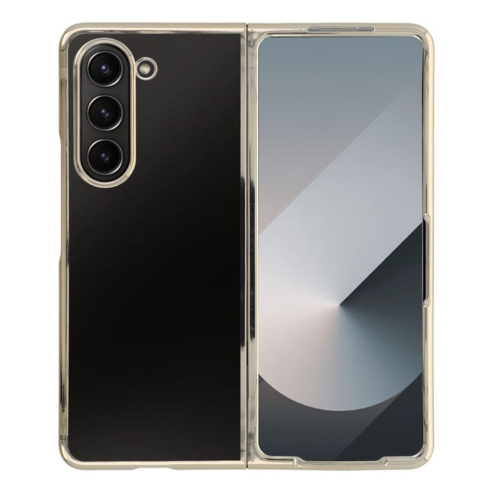 Emphasys tok Samsung Galaxy Z Fold6 / Fold 6 kompatibilis, Optim Solution, hajlékony, átlátszó TPU, elegáns dizájn, arany keret, Optim Protection Core technológia, fémes felületű élek, átlátszó/arany