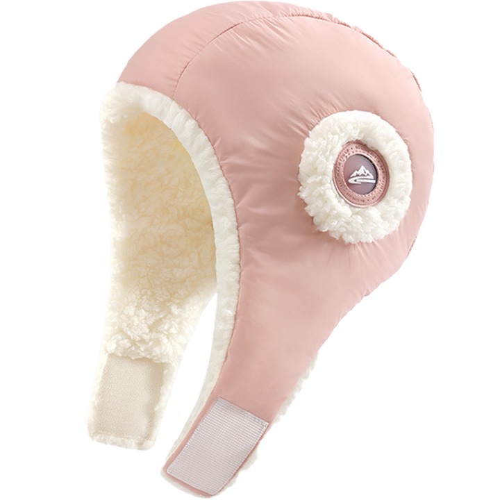 Jormftte női sapka, téli sapka fülekkel, rózsaszín, téli sportokhoz