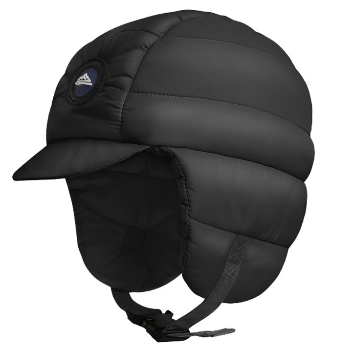 Jormftte női sapka, téli sapka fülekkel, fekete, téli sportokhoz, kényelmes