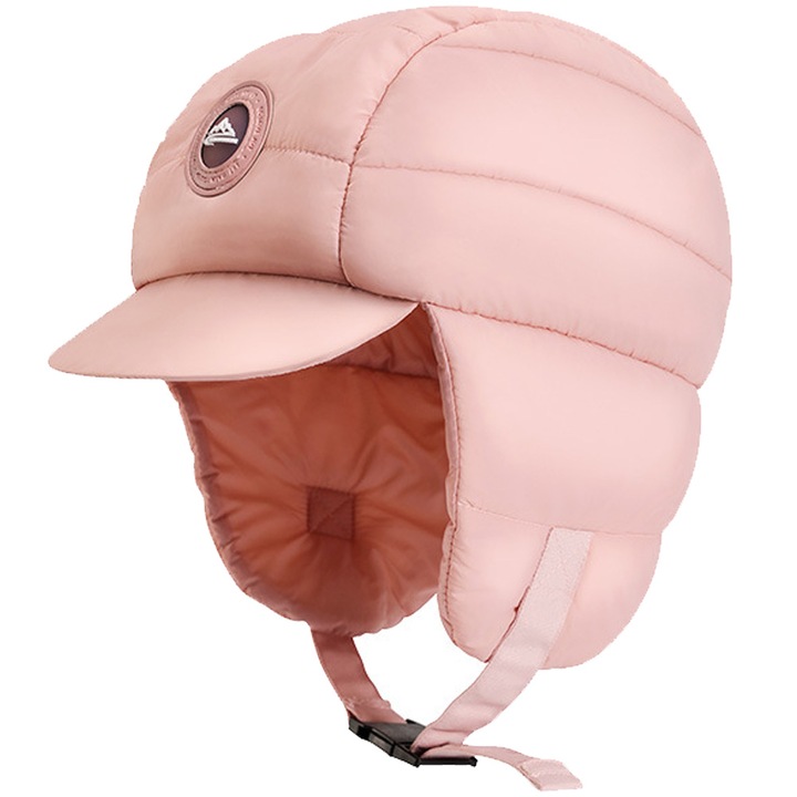 Jormftte női sapka, téli sapka fülekkel, rózsaszín, téli sportokhoz
