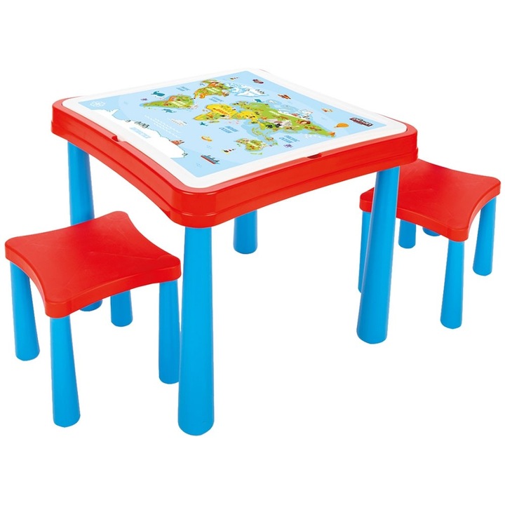 Set masuta cu doua scaunele si 121 cuburi constructie incluse Master Study