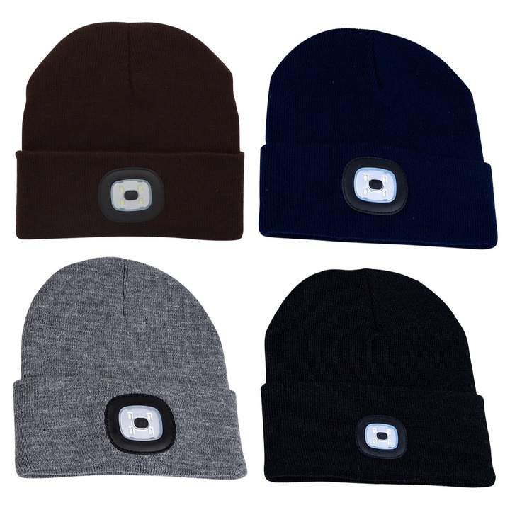 Jormftte LED sapka, téli modell, állítható, USB töltés, uniszex, meleg