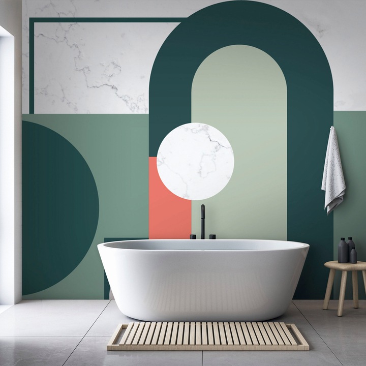 Fototapet Standard - Geometric Pattern With Marble Motif - 350 x 256 cm