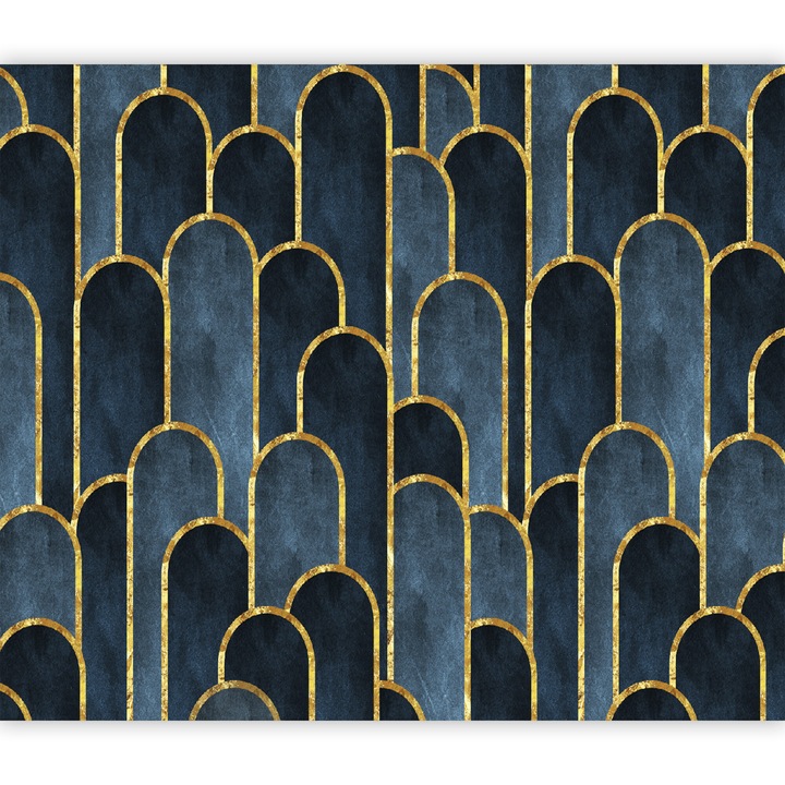 Fototapet Standard - Gold and Navy Blue Pattern - 250 x 175 cm