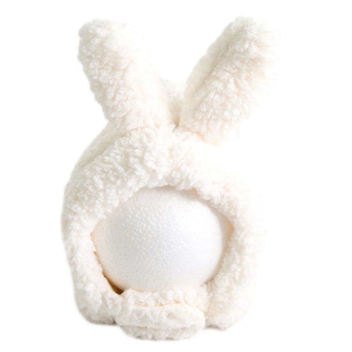Caciula pentru copii, Zeaicos, set cu urechi de iepure, material plush, multicolor, handmade