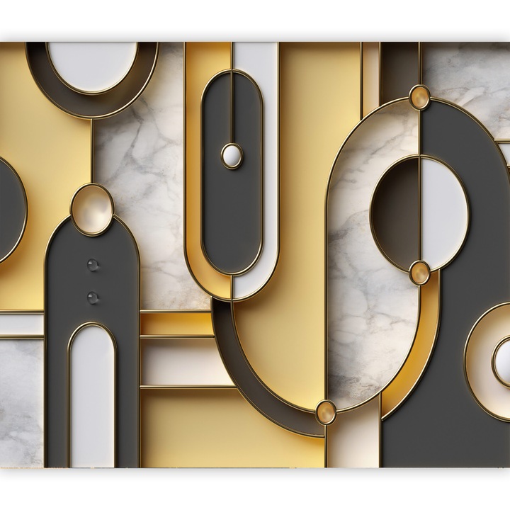 Fototapet Autoadeziv - Gold-marble Geometric Pattern - 245 x 175 cm
