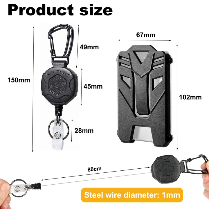 Breloc retractabil cu inchidere magnetica, Enforose, carcasa ABS, negru