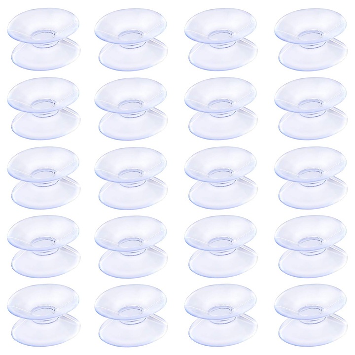 Suporturi de vacuum pentru masa din sticla, AMRINUGL, PVC transparent, set 20 bucati