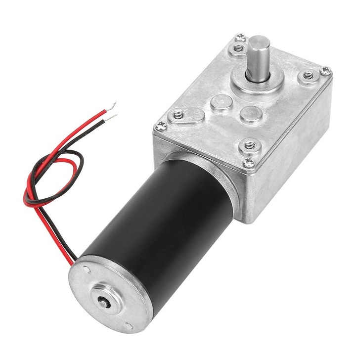 Motor DC, 12V, 2.5-470 rpm, Diametru 8 mm, Negru / Argintiu
