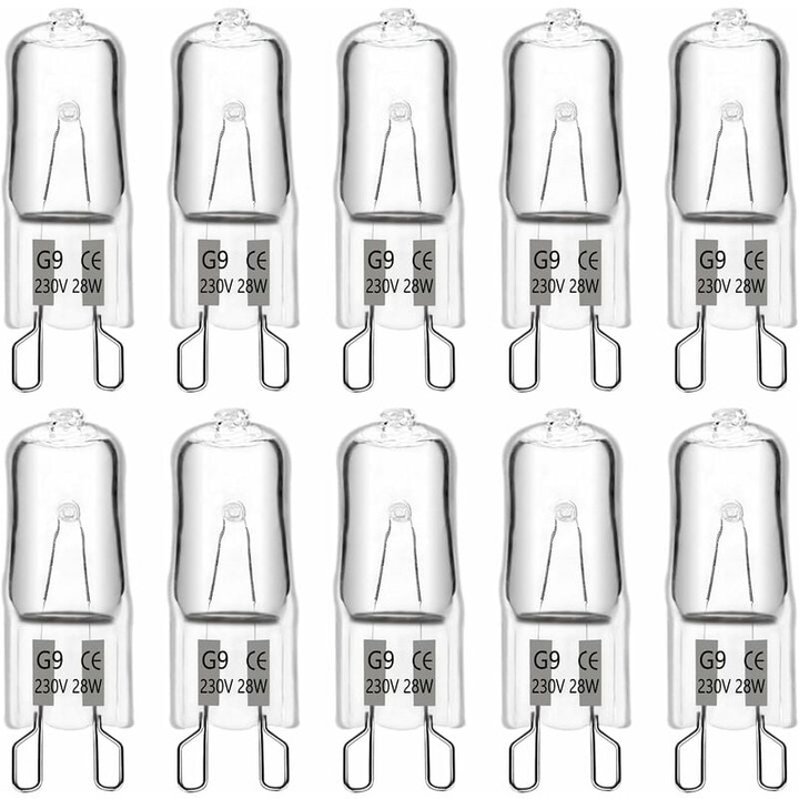Becuri G9 pentru incalzire, AMRINUGL, lumina alba calda, 28W, set de 10 bucati