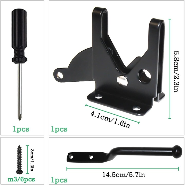 Zavor usa din otel inoxidabil, negru, set cu suruburi
