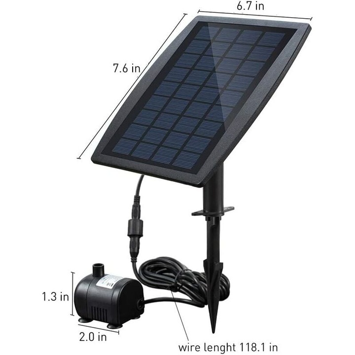 Pompa apa solara HERUSI 2.5W submersibila multifunctionala pentru iaz