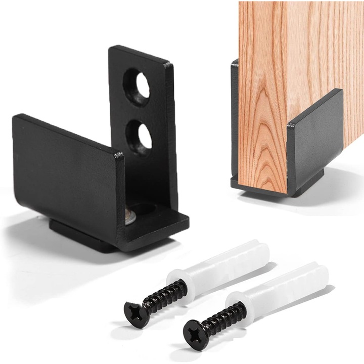 Ghid de usa glisanta cu montare pe perete, set 2 bucati, Enforose, design flush bottom, suprafata anti-zgarieturi